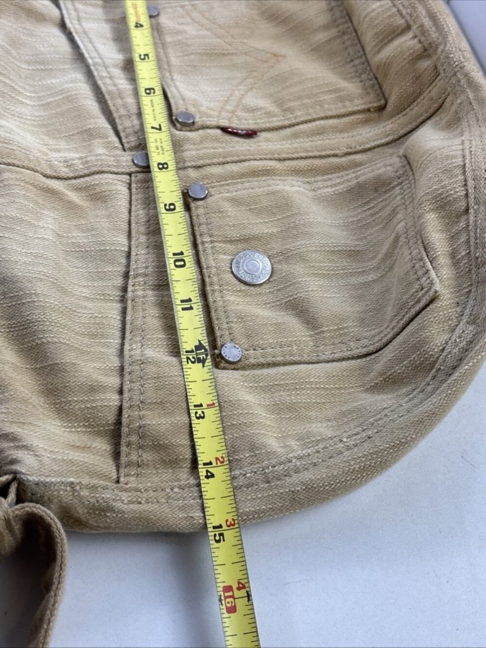 Vintage Levi’s Messenger Bag Beige Jean Y2K Retro Shoulder Crossbody Purse - Picture 8 of 10